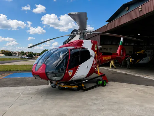 AEROTANK moving a fire department Airbus H130 out of the hangar