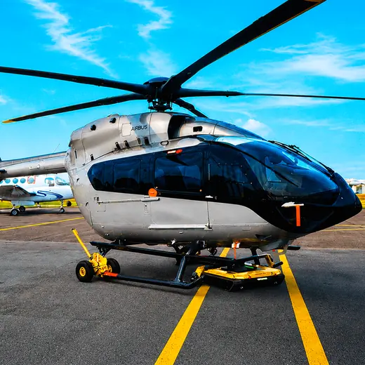 AEROTANK lifting an Airbus H145 by the skids on the ramp